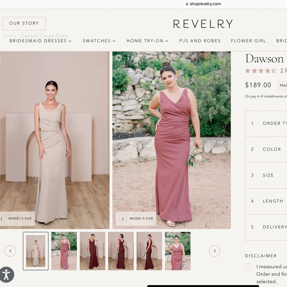 Revelry Dawson Crepe Dress Gold Champagne Size 6